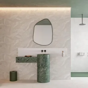 Badkamer wand betegeld met decor wandtegel 60x120 cm Bloemen Wit NAV123