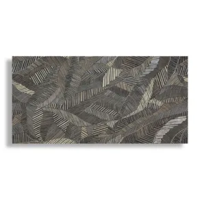 Decor Wandtegel 60x120 cm Bloemen Antraciet NAV122