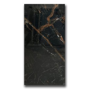 Gepolijst vloertegel 60x120 cm marmerlook Valado zwart R53