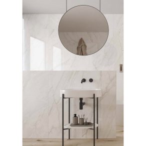 Gepolijste Vloertegel Marmerlook Carrara Chique Taupe wit NAV7 als badkamertegels gebruikt_inspiratie foto