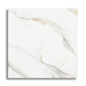 Gepolijste vloertegel 100x100 cm Marmerlook Carrera Goud N76. Ook in andere maten leverbaar