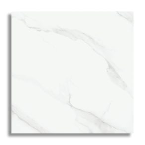 Gepolijste vloertegel 100x100 cm Marmerlook Carrera Wit Grijs N77. Ook in andere maten leverbaar