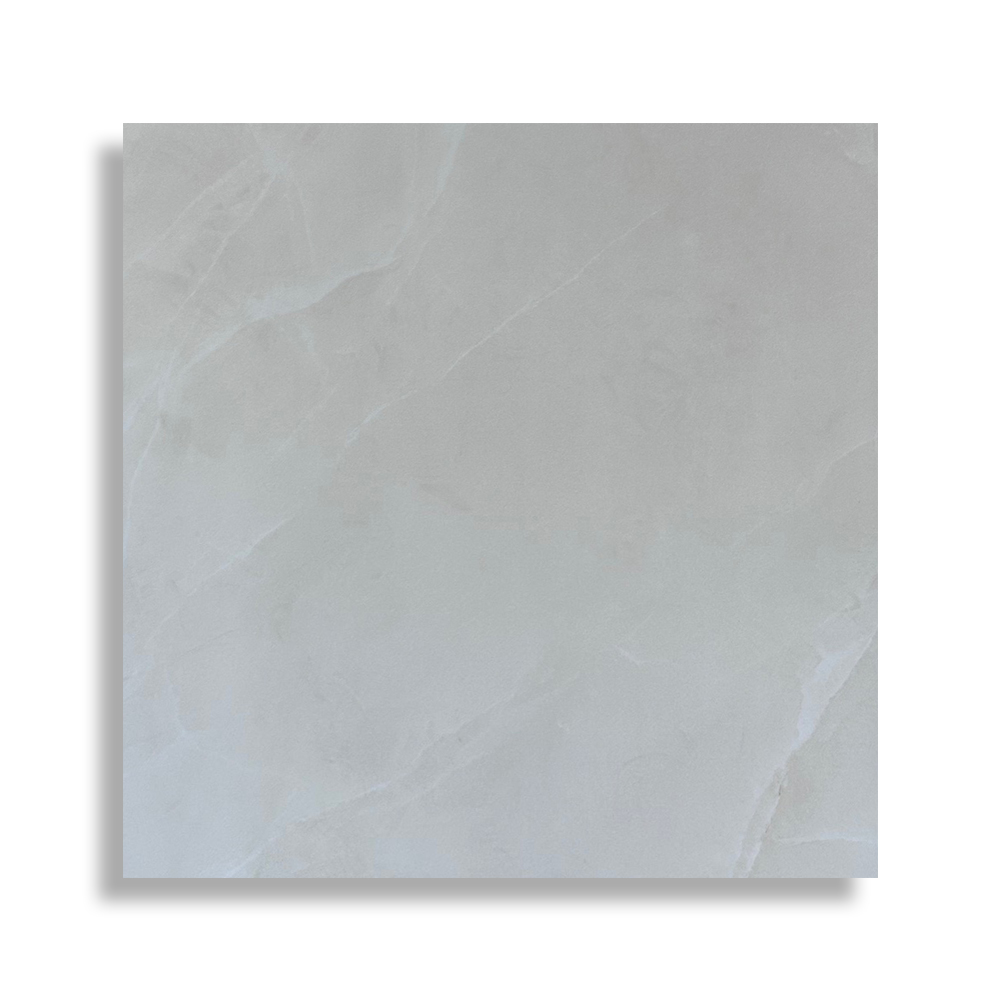 Gepolijste vloertegel 100x100 cm Marmerlook Marina Ivoor N64 in de showroom_ook in mat en diverse maten leverbaar