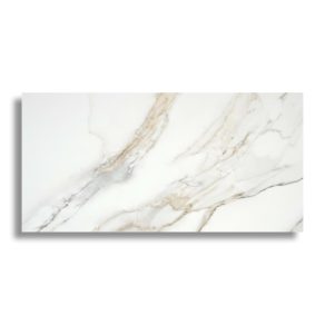 Gepolijste vloertegel 60x120 cm Marmerlook Carrera Goud N76. Ook in andere maten leverbaar