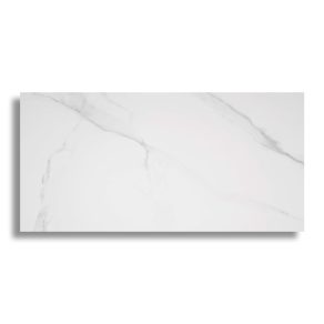 Gepolijste vloertegel 60x120 cm Marmerlook Carrera Wit Grijs N77. Ook in andere maten leverbaar