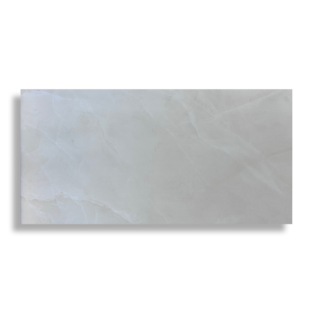 Gepolijste vloertegel 60x120 cm Marmerlook Marina Ivoor N64 in de showroom_ook in mat en diverse maten leverbaar