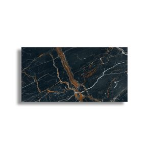 Gepolijste vloertegel 60x120 cm Marmerlook Venice zwart R122