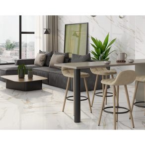Gepolijste vloertegel Marmerlook Bahrein Goud R108 als woonkamertegels_inspiratie foto