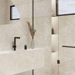 Gepolijste vloertegel Marmerlook Cairo Crema beige R111 als badkamertegels_inspiratie foto