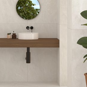 Gepolijste vloertegel Marmerlook Cairo Crema wit R112 als badkamertegels_inspiratie foto