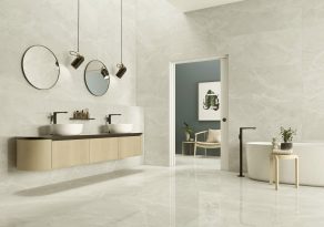 Gepolijste vloertegel marmerlook Ferrolbosco Beige R70 - inspiratie foto