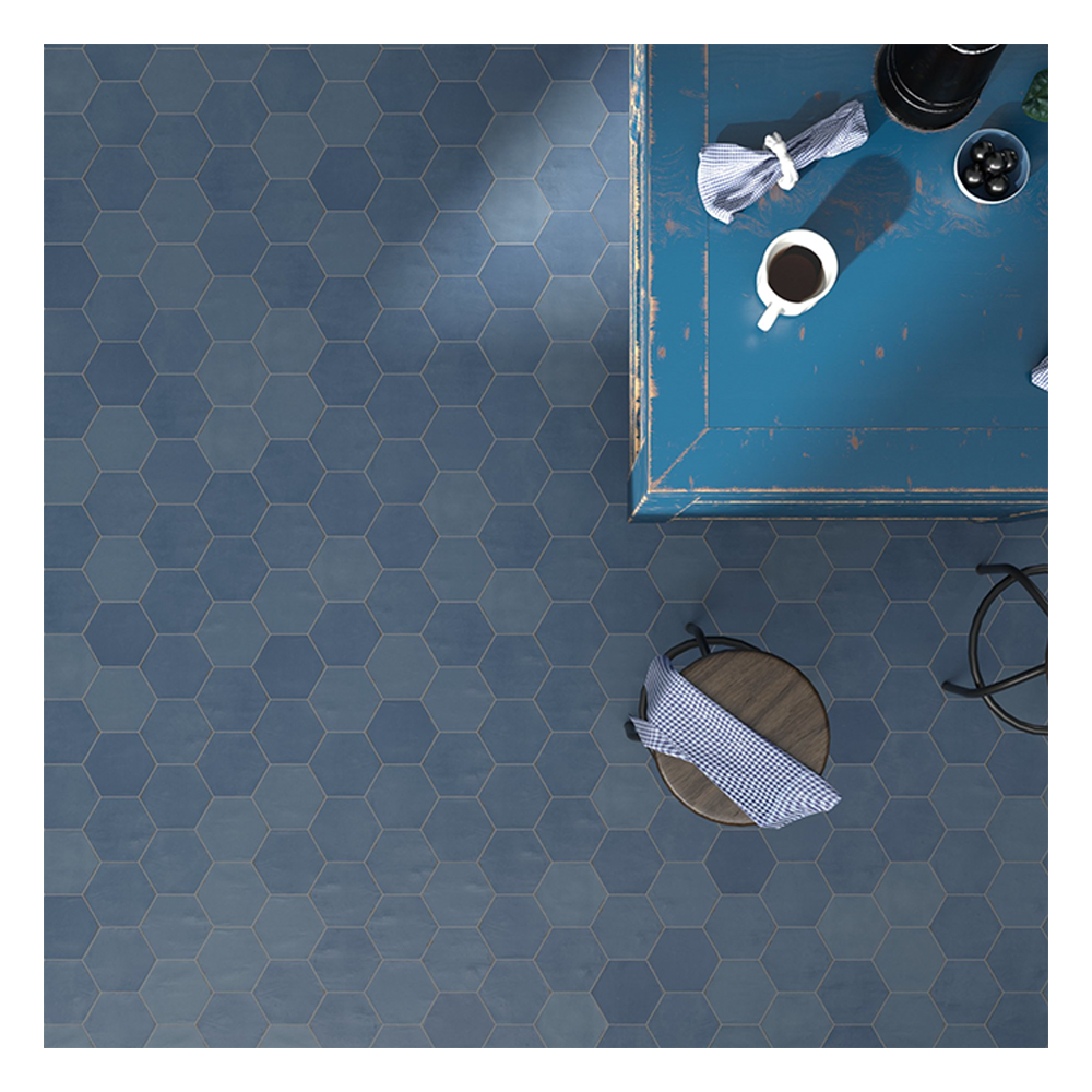 Hexagon tegel 13,9x16 cm Donker Blauw A183 sfeerfoto