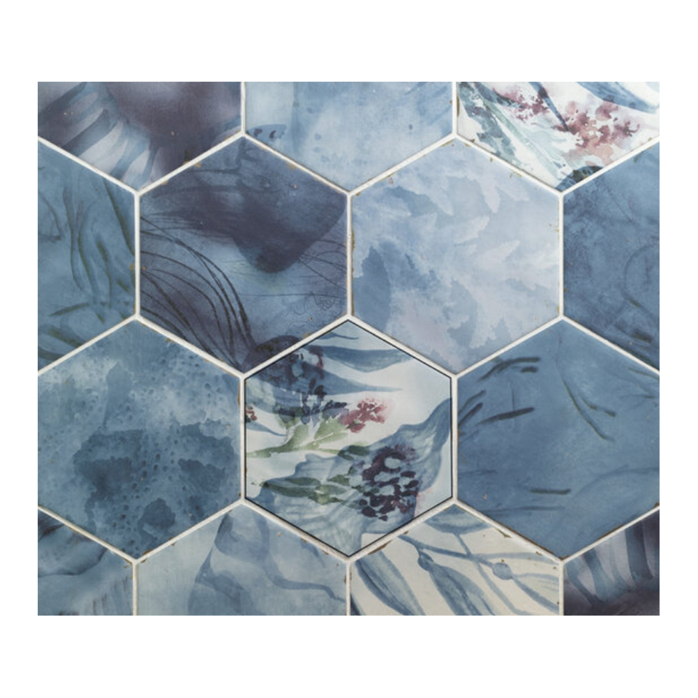 Hexagon tegel 13,9x16 cm Ecoline blauw A190-