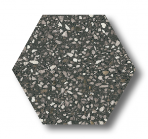 Hexagon tegel 23x26 cm Terrazzo-look Kota antraciet A319