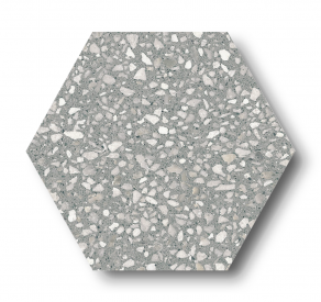 Hexagon tegel 23x26 cm Terrazzo-look Kota grijs A320