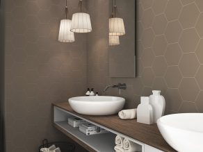 Hexagon vloertegel 17.5x20 cm Gradi taupe grey A410