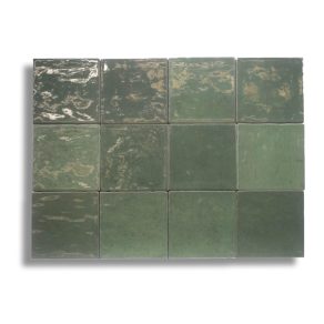Hoogglans Wandtegel 10x10 cm handvorm Fez Groen Life1 RBT184