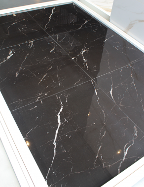 Hoogglans vloertegel 60x60 cm Marmerlook Carrara Black Nero Marquina NR74