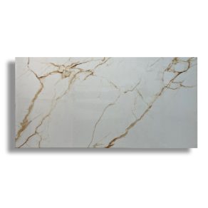 Hoogglans vloertegel 60x120 cm Marmerlook Palermo Goud carrera NR77