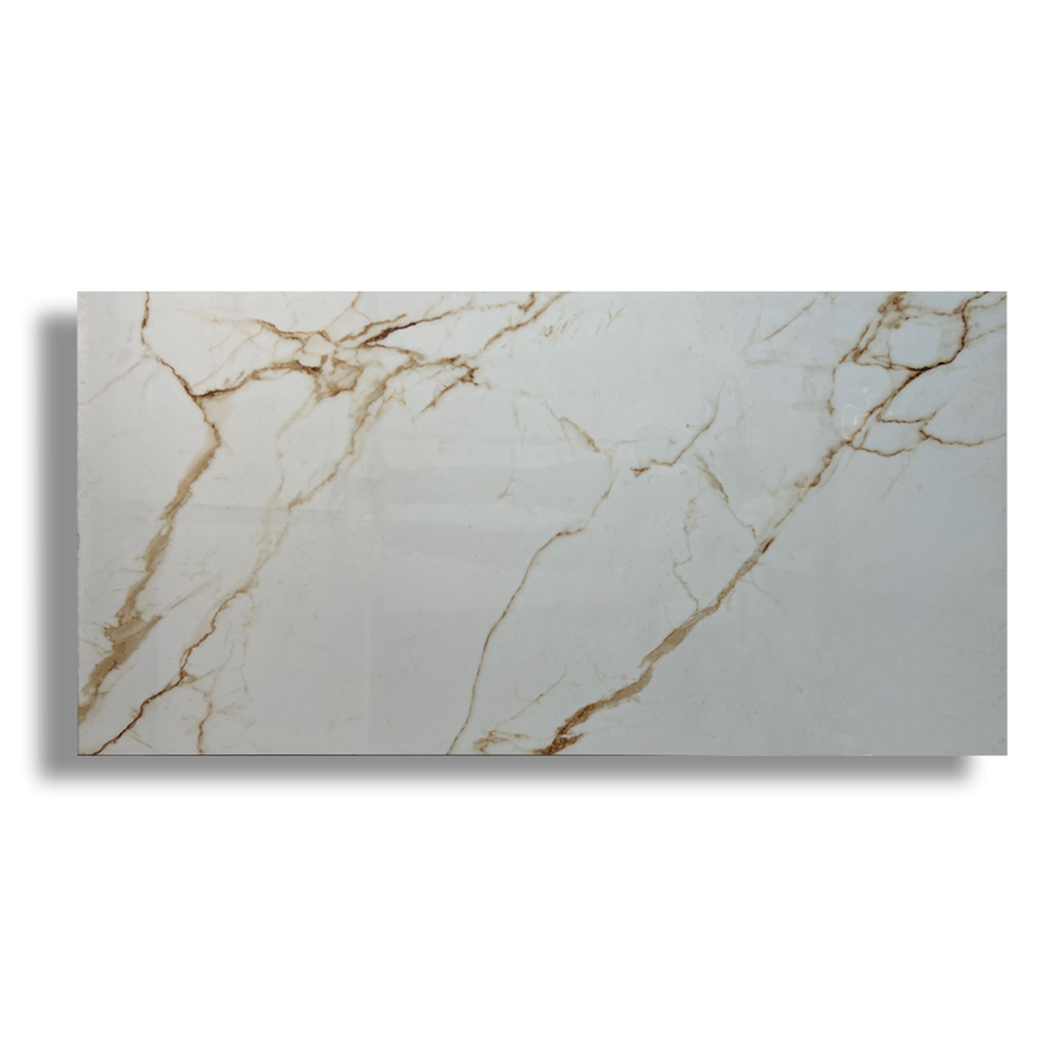Hoogglans vloertegel 60x120 cm Marmerlook Palermo Goud carrera NR77