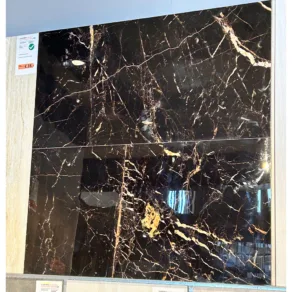 Hoogglans vloertegel 60x120 cm marmerlook Maxi Goud Zwart NR89