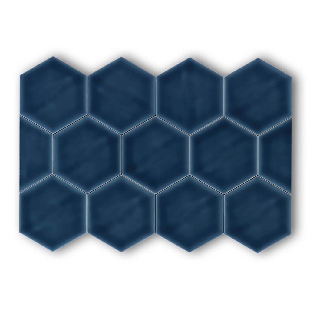Hoogglans wandtegel 10,8x12,4 cm Hexagon Princeton topaz blauw RBT56
