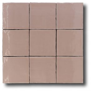 Hoogglans wandtegel 13x13 cm Handvorm Baltimore roze RBT67 - ook in diverse kleuren verkrijgbaar.