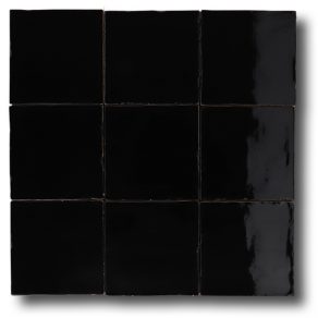 Hoogglans wandtegel 13x13 cm Handvorm Baltimore zwart RBT65 - ook in mat verkrijgbaar.
