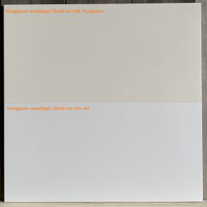 Hoogglans wandtegel 30x60 cm gerectificeerd Pergamon en Wit Glans kleur vergelijking