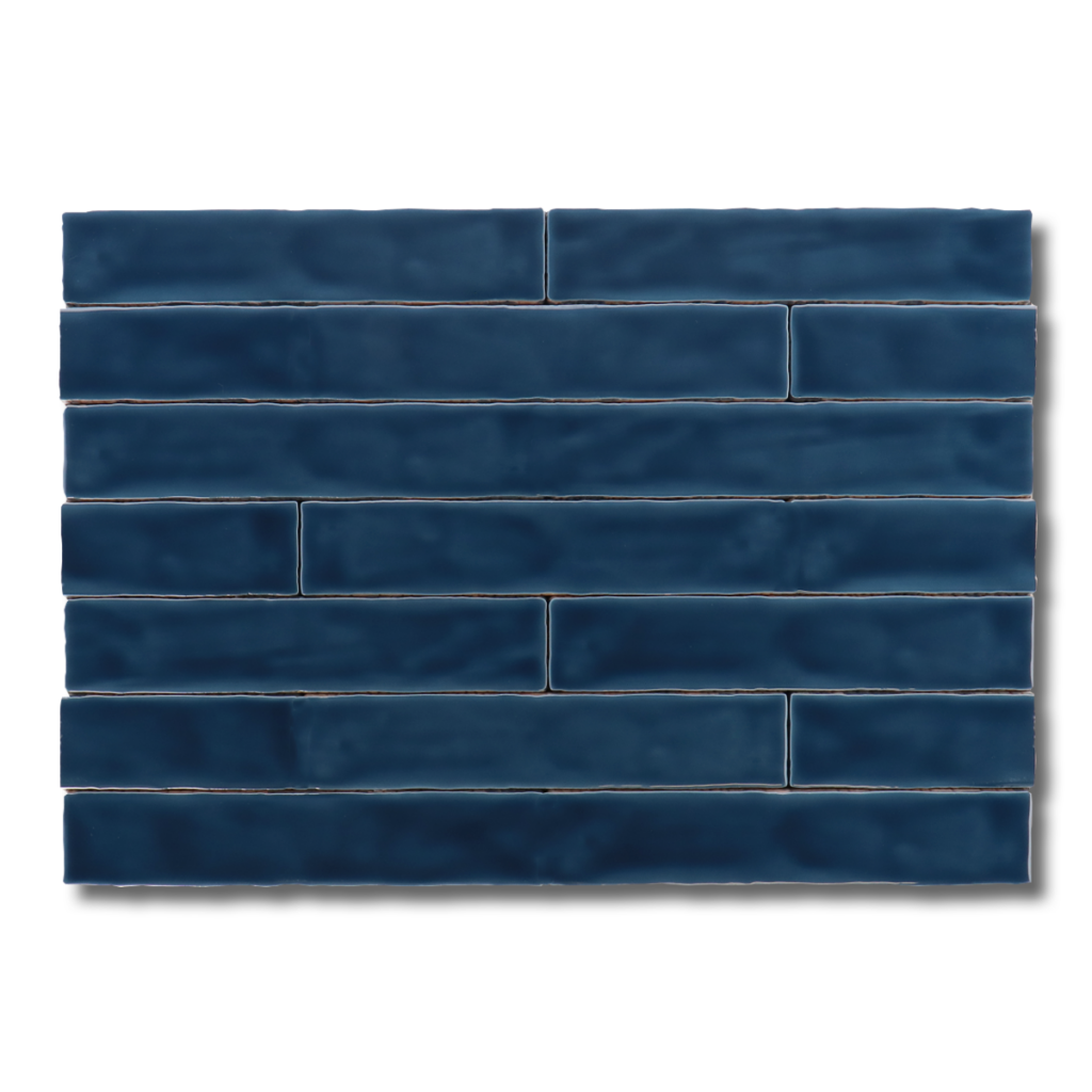 Hoogglans wandtegel 5x50 cm Handvorm Trinity topaz blauw RBT85 - ook in 5x25 cm leverbaar