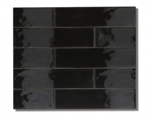 Hoogglans wandtegel 7.5×30 cm Oakland zwart C83