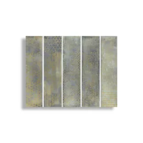 Hoogglans wandtegel 7,4x31 cm Leef Blauw Decor DC146