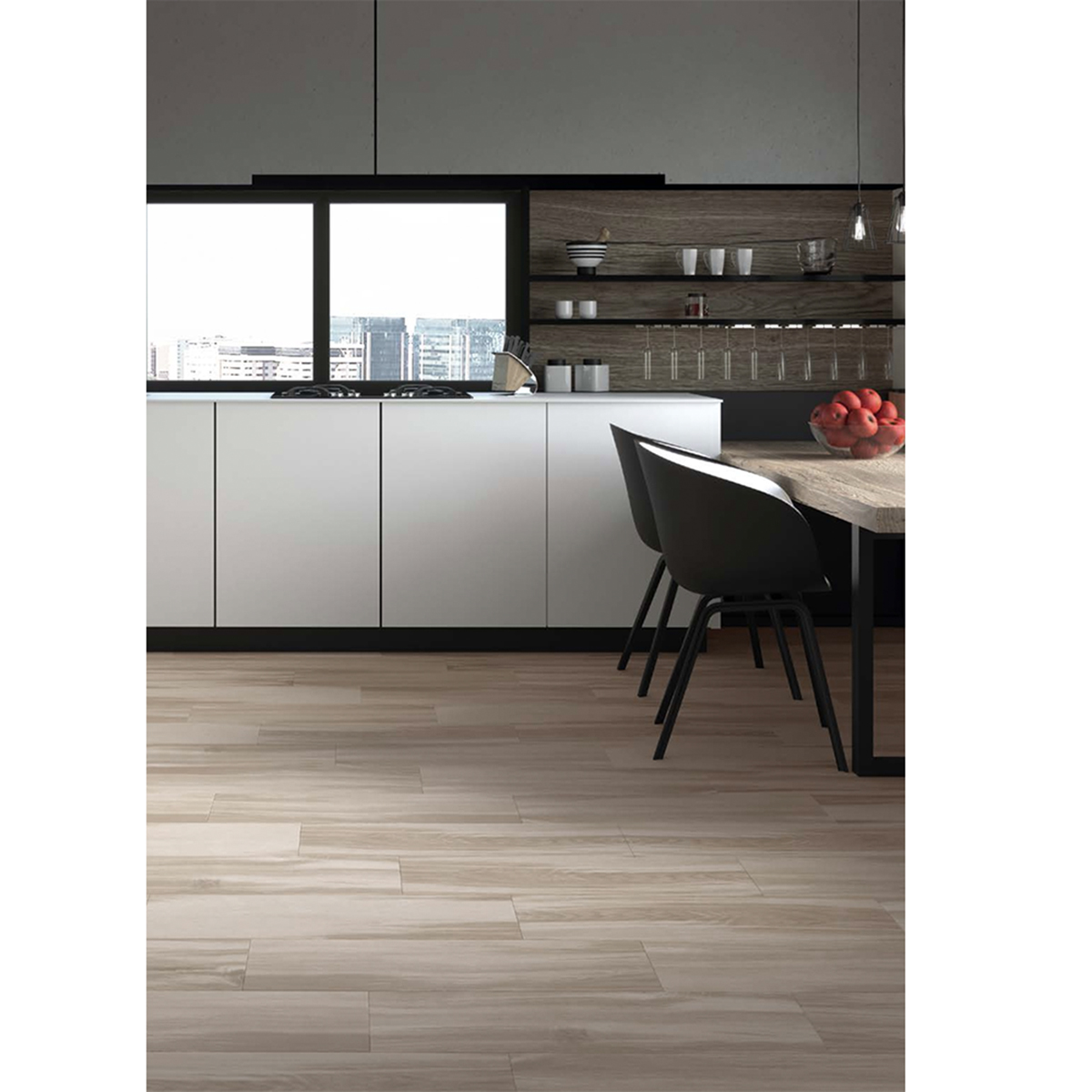 Houtlook tegel 20x75 cm Visgraat Barcelona Beige Creme NAV83 als keukentegels_inspiratie foto