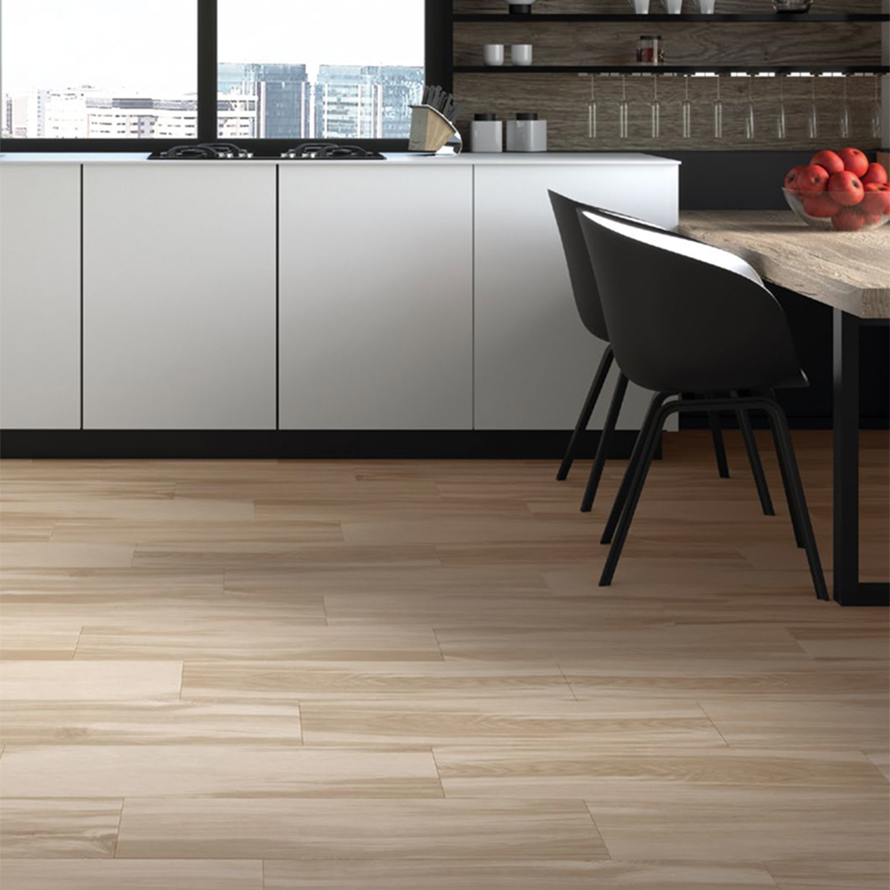 Houtlook tegel 20x75 cm Visgraat Barcelona Bruin Beige NAV85 als keukentegels gelegd_inspiratie foto