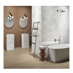 Houtlook tegel 22x120 cm Haga Walnoot Bruin A465_als badkamertegels