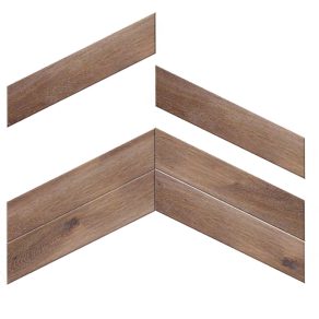 Houtlook tegel 8x40 cm Hongaarse punt Catalonia Donkerbruin R63 - Visgraatmotief