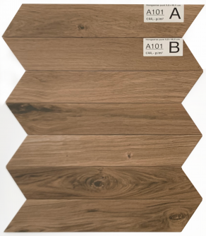 Keramisch parket 9,8×46,5 cm Hongaarse Punt Bruin A101 is mooi op de vloer en wand