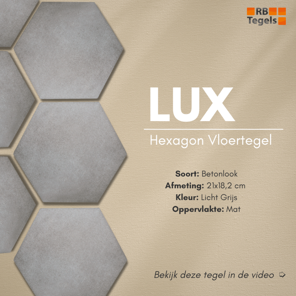LUX A22 hexagon vloertegel betonlook - Instagram RBTegels
