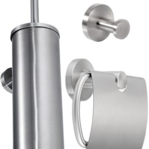 Miocera Ampola toilet accessoires set 3-delig RVS geborsteld staal