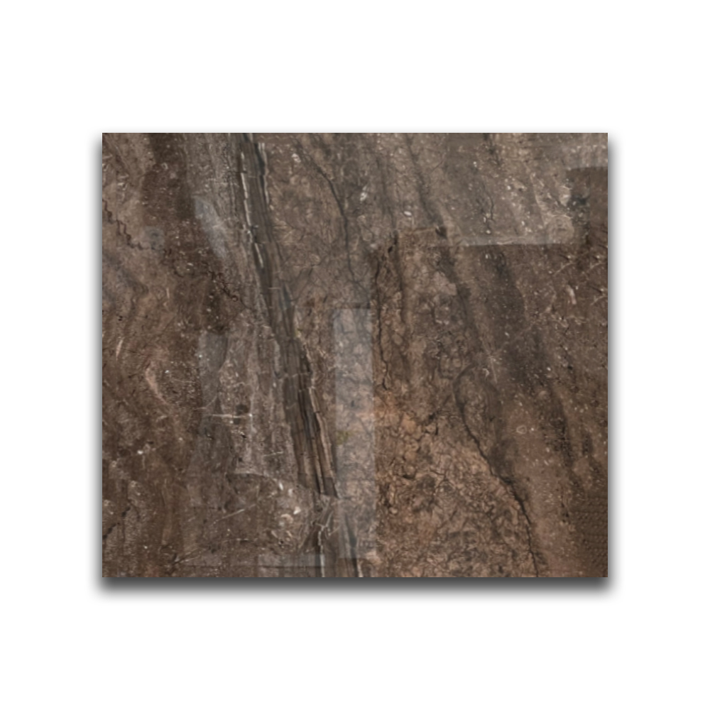 Gepolijst vloertegel 120x120 cm marmerlook Merida bruin R46