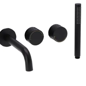 RBS050011 Inbouw badkraan met uitloop en handdouche mat zwart Vandhanebad