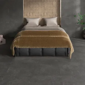 Slaapkamer betegeld met vloertegel 60x60 cm Natuursteenlook Gema Antraciet NAV124