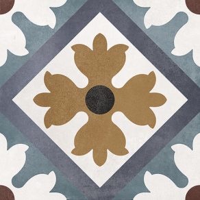Vloertegel 15x15 cm Portugese tegel decor bloemen patroon blauw bruin A150