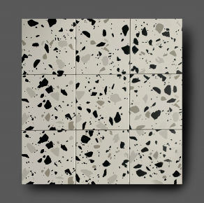 Vloertegel 20x20 cm Terrazzo Zwart A316 is geschikt op de vloer en wand.