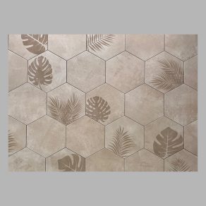 Vloertegel 20x24 cm Decortegels mix met Hexagon Merci Taupe R24)