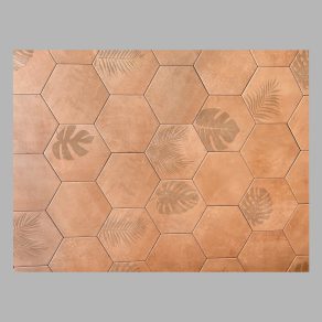 Vloertegel 20x24 cm Hexagon mix met Decortegels Mercy Terracota R92_