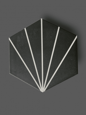 Vloertegel 23×26 cm Hexagon Streep Zwart A315 is geschikt op de vloer en wand
