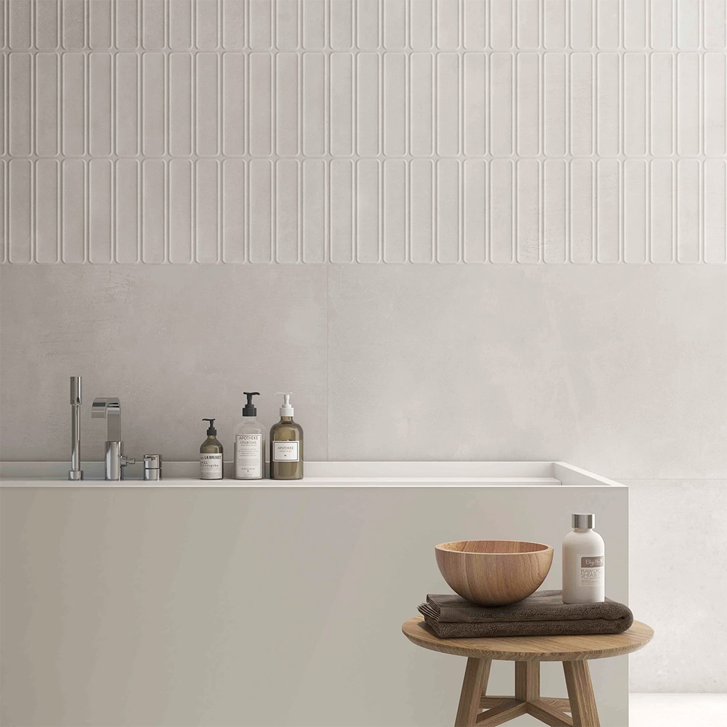Vloertegel 60x120 cm Betonlook Merci wit grijs R25 - inspiratie