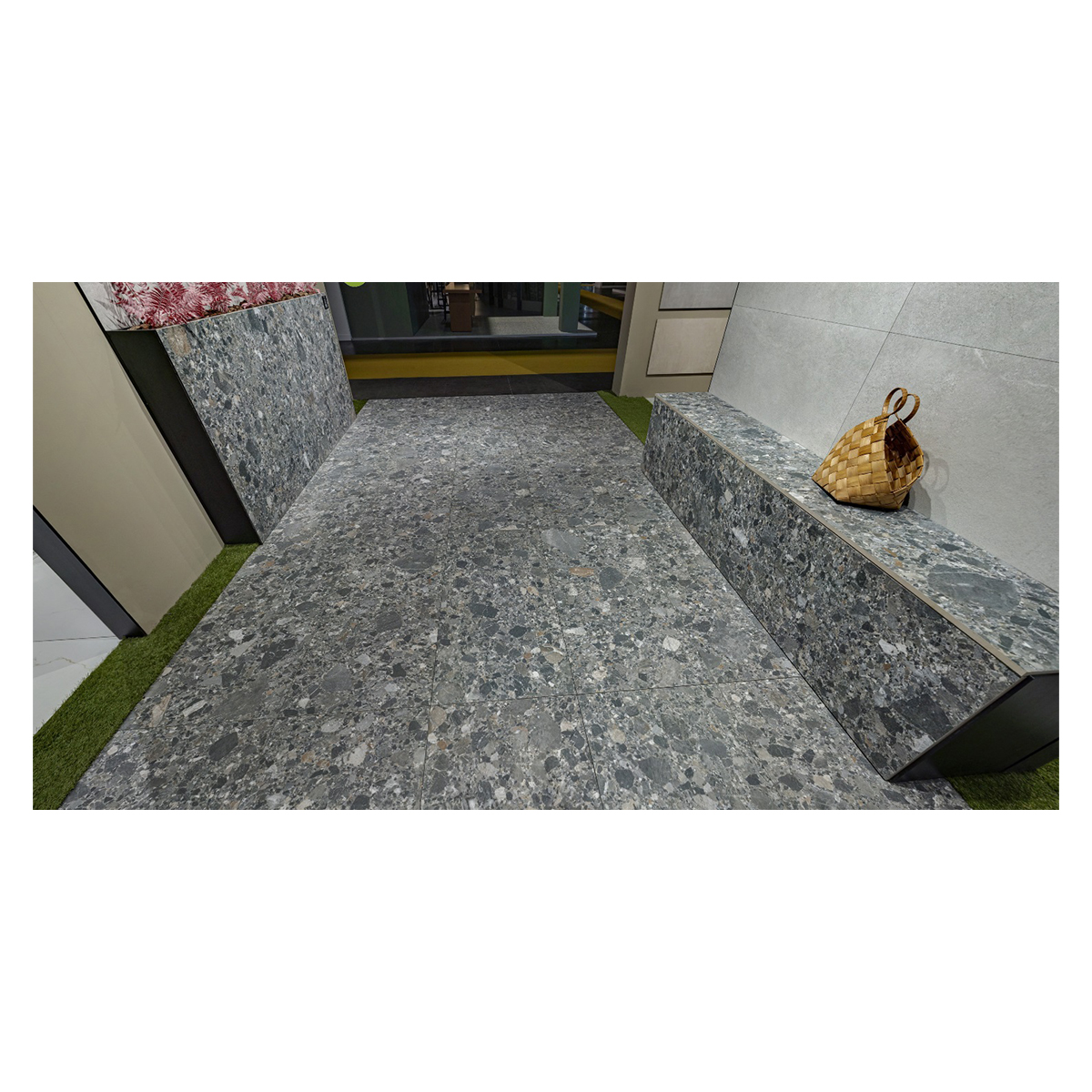 Vloertegel 60x120 cm Terrazzo Animo antraciet N57 sfeerfoto-