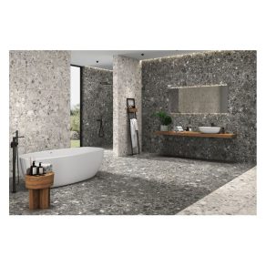 Vloertegel 60x120 cm Terrazzo Animo antraciet N57 sfeerfoto